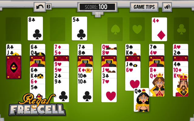 Regal Freecell - Stack the cards in this free Freecell Solitaire game