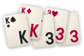 Create poker hands by laying down cards on the 25 places on the field