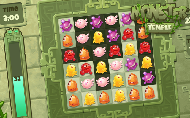 Monster Temple - Versleep de monsters en match 3 of meer