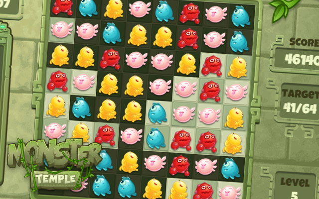 Monster Temple - Match-3 puzzelspel