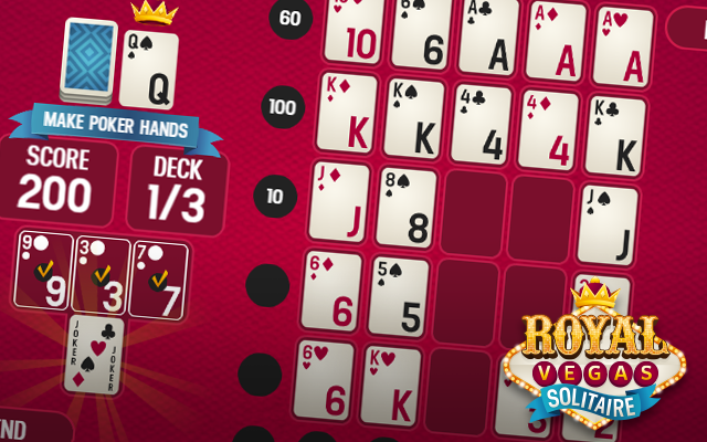 Royal Vegas Solitaire - ein kostenloses online Poker Solitaire gemischtes Kartenspiel