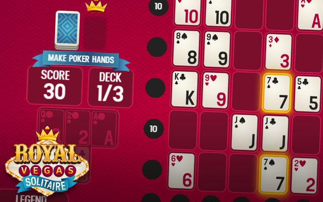 Royal Vegas Solitaire - Bilde Pokerblätter und werde der Beste im Poker Solitaire Karenspiel